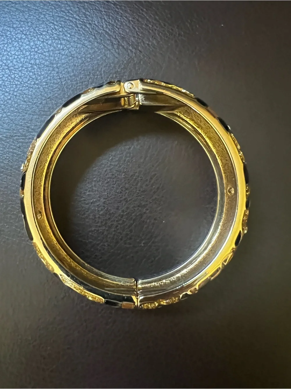 Macy's Bracelet with Enamel and Rhinestones Gold Tone and Black